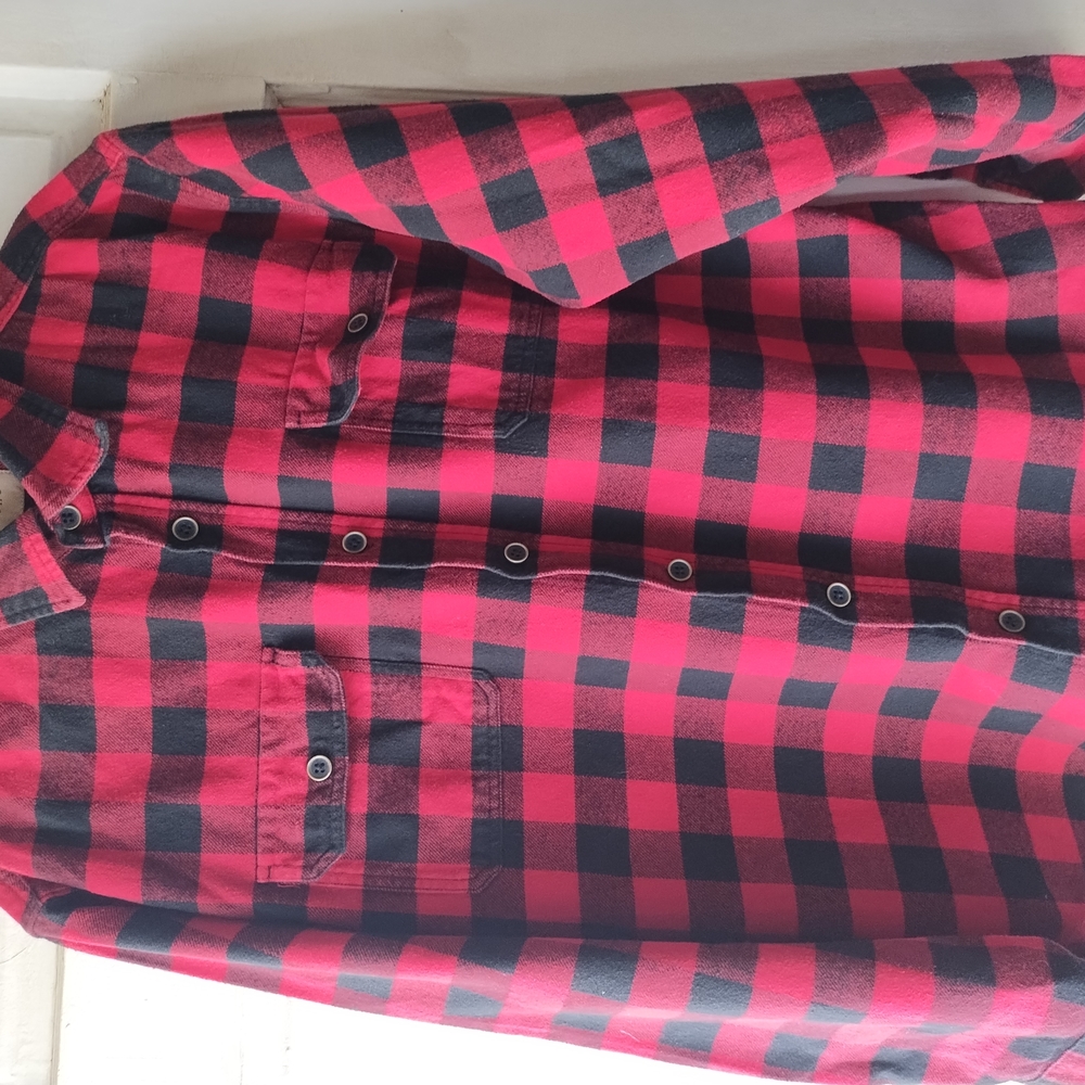 Men's Red and Black Checkered Shirt